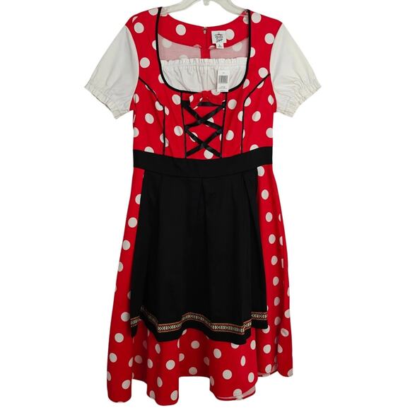Disney Parks Dress Shop Minnie Mouse Epcot Germany Dirndl Octoberfest Red 2X NWT - Picture 2 of 10